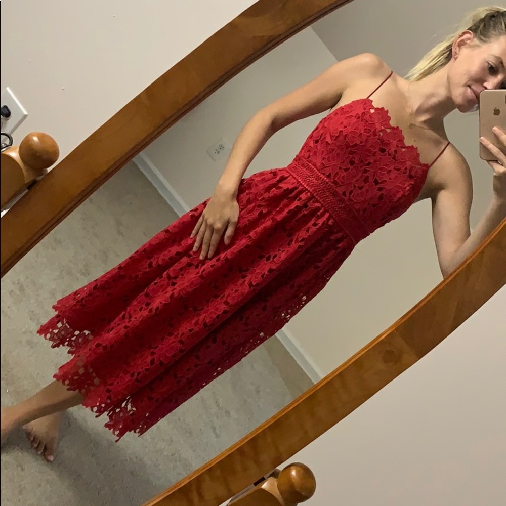 Red lace dress, size XS